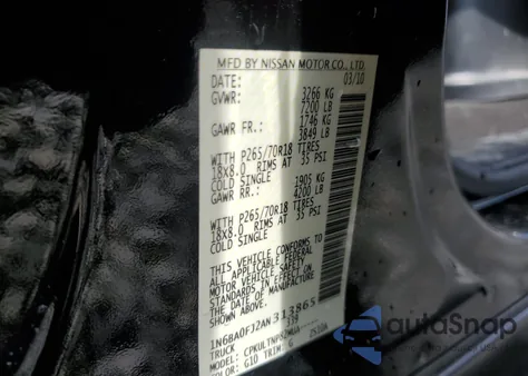 2010 Nissan Titan Xe from USA, damaged, VIN 1N6BA0FJ2AN313865